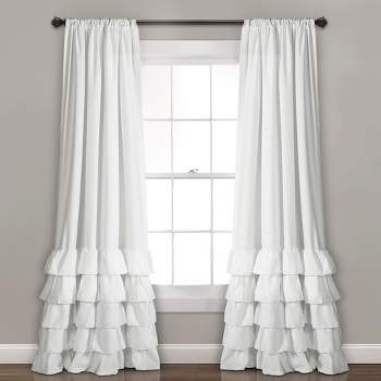 Home Boutique Allison Ruffle Window Curtain Panels White 40X95 Set