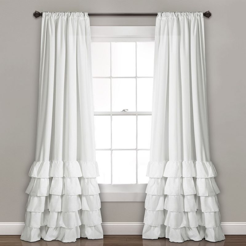 Home Boutique Allison Ruffle Window Curtain Panels White 40X95 Set, 1 of 2