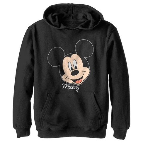 Boy s Disney Mickey Portrait Pull Over Hoodie Black Small Target