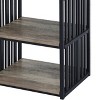 HDZNVF Antique Oak and Black 3 Shelf Nightstand - 4 of 4