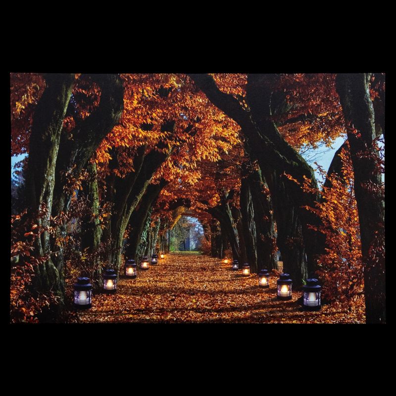 Northlight LED Lighted Fall Tree Archway with Lanterns Canvas Wall Art 23.5" x 15.5", 3 of 5