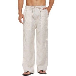 COOFANDY Mens Casual Linen Pants Elastic Waist Linen Pants Drawstring Summer Beach Yoga Linen Trouser - 1 of 4