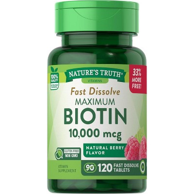 Nature's Truth Biotin 10000mcg | 120 Fast Dissolve Tablets | Natural Berry Flavor