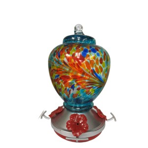 Ultimate Innovations 14" Glass S Hook Hummingbird Feeder Teal - 1 of 2