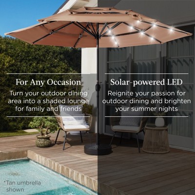 10ft Yellow Steel Market Patio Umbrella with LED Lights