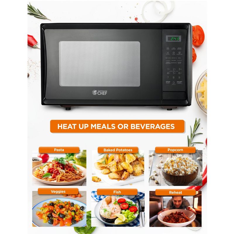 COMMERCIAL CHEF Countertop Microwave Oven 1.1 Cu. Ft. 1000W, 3 of 9