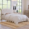NicBex Upholstered Platform Bed Frame with Curved Tufted Headboard,Linen Bed Frame for Bedroom,Beige - 2 of 4