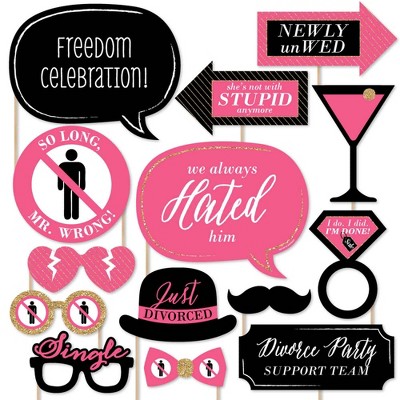 Big Dot of Happiness Divorce Party - Photo Booth Props Kit - 20 Count