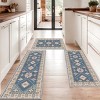FURNIinspire Floor Mats 3 Piece Modern Kitchen Rug Non-Slip Floor Carpet Large Machine Washable Area Rugs for Bathroom, Blue, 20"*60" - 2 of 4