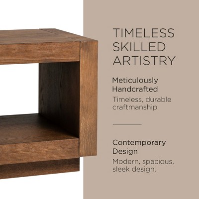Artemis Refined Brown Wooden Cube Side Table with Shelf