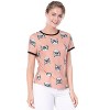Allegra K Women's Cat Contrast Cartoon Print Tee Casual Summer T-Shirt - 2 of 4