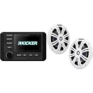 Kicker 46KMC4 Marine Gauge-Style Source & 49KM604W 6.5" White Marine Speakers bundle - 1 of 4