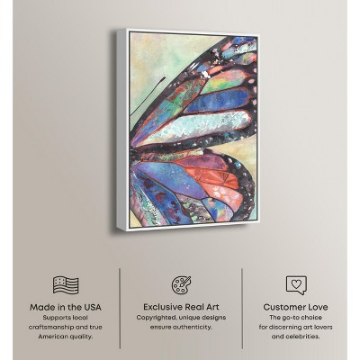 White Framed Butterfly Canvas Wall Art, 46" x 31"