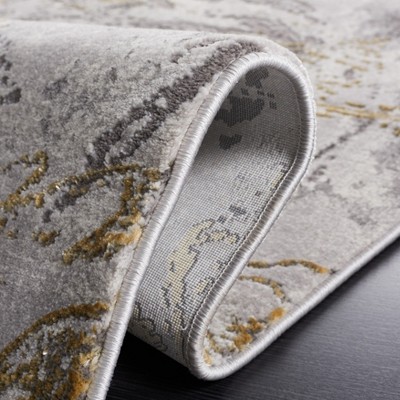 Gray Abstract Hand-knotted Round Synthetic Rug, 47 in