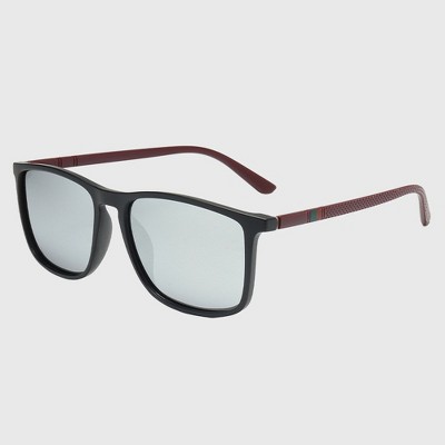 Anna-Kaci  Unisex Square Polarized Lightweight UV Protection Sunglasses - Red Frame - Silver Lens