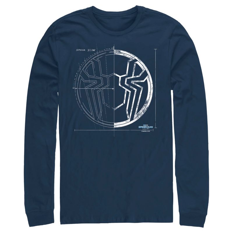 Men's Marvel Spider-Man: No Way Home Spider Icon Blueprint Long Sleeve Shirt, 1 of 5