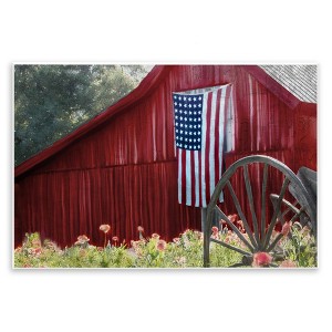Stupell Industries Red Barn with American Flag, 15" x 10" - 1 of 4