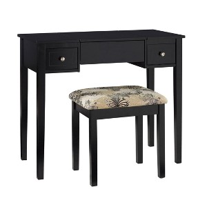 Butterfly Vanity and Stool Black - Linon, Silver