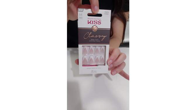 KISS Products Classy Premium Long Square Glue-On Fake Nails - Stunning! - 33ct, 2 of 10, play video