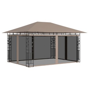 vidaXL Gazebo with Mosquito Net 13.1'x9.8'x9' Taupe 0.6 oz/ftÂ² - 1 of 2