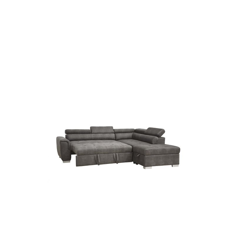Thelma Sectional Sofa Gray Polished Microfiber - Acme Furniture, 5 of 10