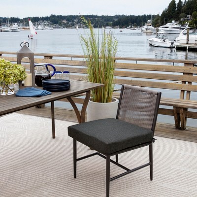 Ink Charcoal Black Recycled Fabric Outdoor Dining Chair Cushion