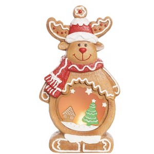 Transpac Resin 16.5 in. Multicolored Christmas Light Up Gingerbread Santa/Reindeer - 1 of 2