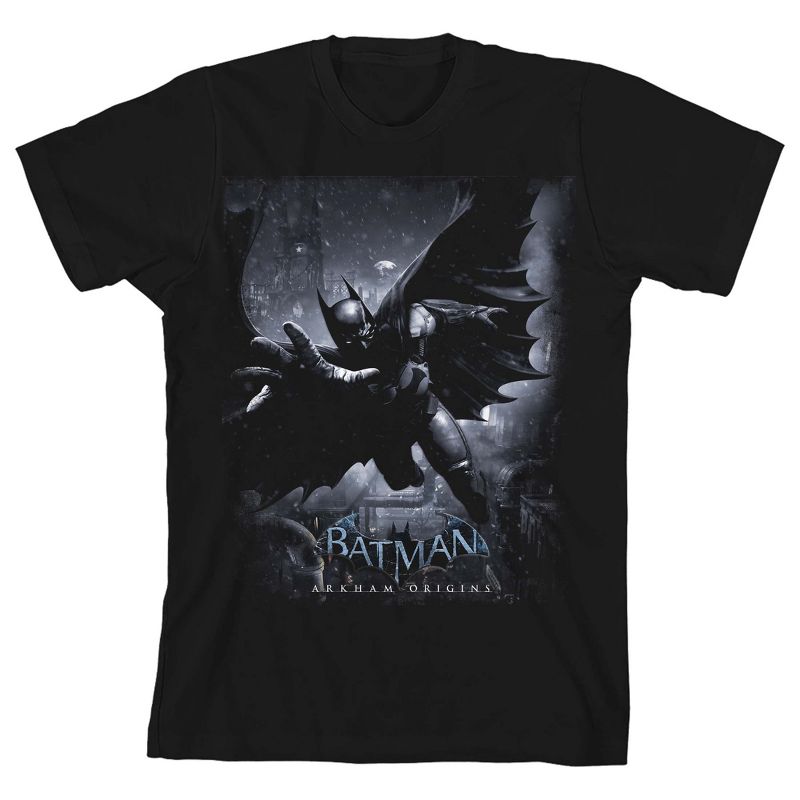 Batman Arkham Origins Poster Art Black T-shirt Toddler Boy to Youth Boy, 1 of 2