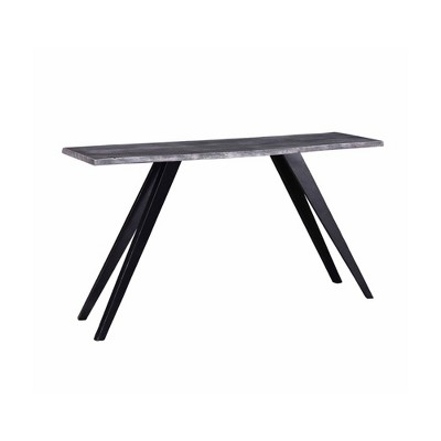 Acacia Wood Live Edge Console Table with Angled Metal Legs and Contemporary Style