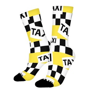 New York Yellow Taxi Women Printed Crew Socks Funny Funky Socks Soft Polyester Novelty Gifts for Artists Men - 1 of 4