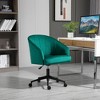 HOMCOM Retro Mid-Back Swivel Fabric Computer Desk Chair Height Adjustable with Metal Base, Leisure Task Chair on Rolling Wheels for Home Office, Green - image 3 of 4