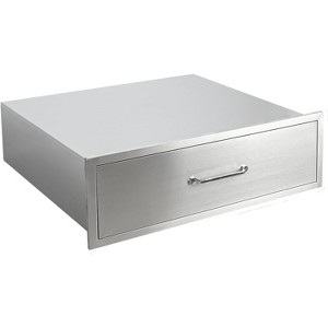 Stainless Steel Outdoor Kitchen Drawer, Enclosed Built-in Flush Mount for BBQ Islands, Single-Drawer No Installation Required - 1 of 4