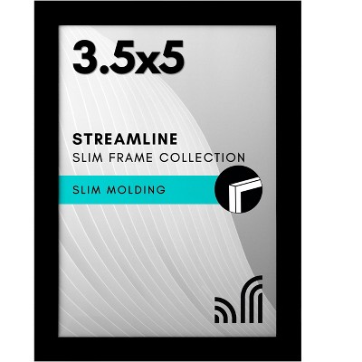 Americanflat 3.5x5 Picture Frame with Polished Plexiglass - Streamline - Thin Border Picture Frame - Hanging Hardware Included - Black