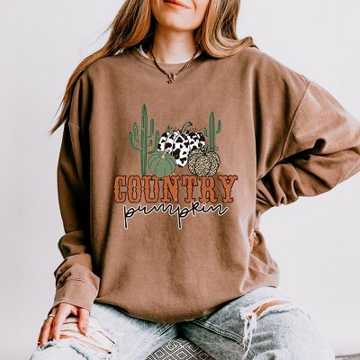 Simply Sage Market Women's Lightweight Garment Dyed Graphic Sweatshirt Country Pumpkin Cactus