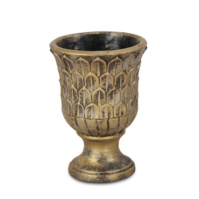 Cheung's Tobias Round Lotus Leaf Themed Cement Pot