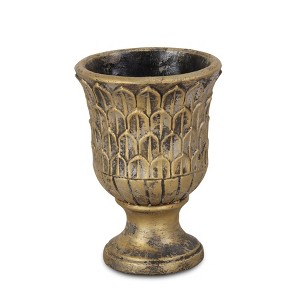 Cheung's Tobias Round Lotus Leaf Themed Cement Pot - 1 of 3