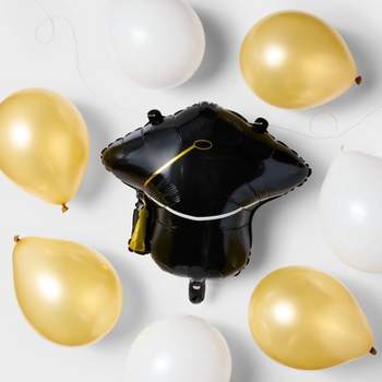 10ct Graduation Grad Cap Foil and Latex Balloon Set - Spritz™