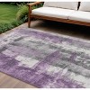 Purple And Ivory Abstract Washable Indoor Outdoor Area Rug - 2 of 4