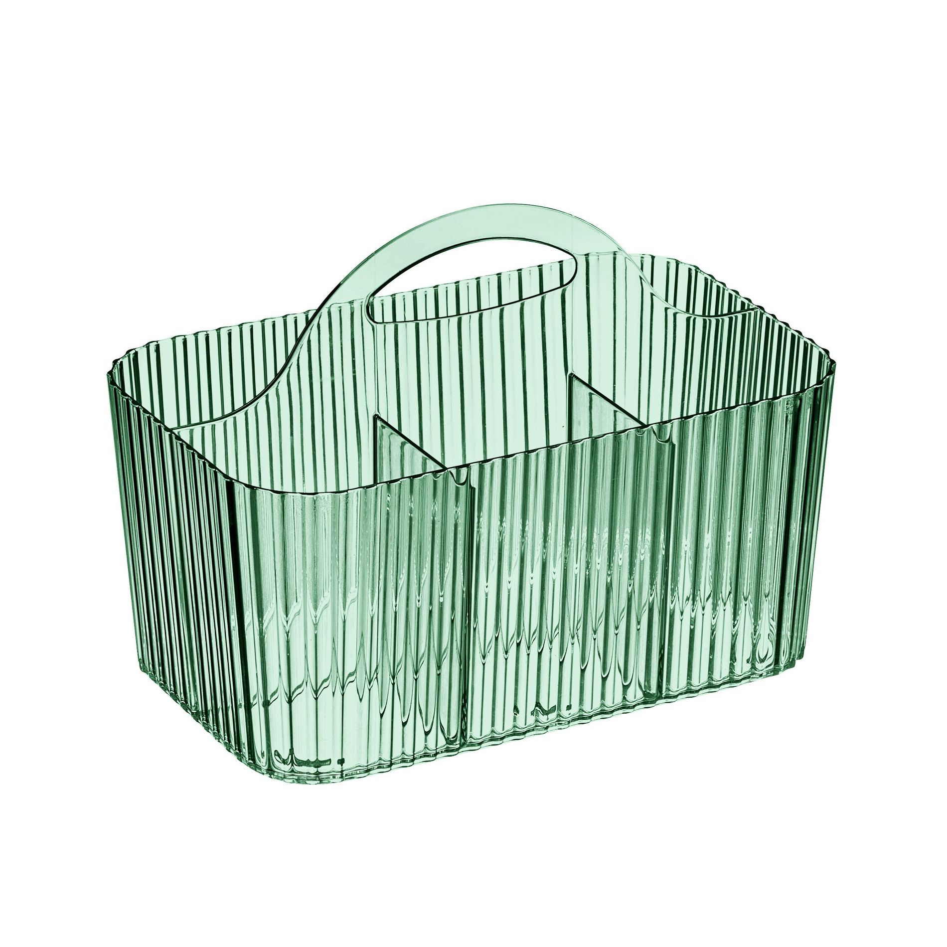 4-Section Fluted Storage Caddy Organizer with Handle - Sage Green