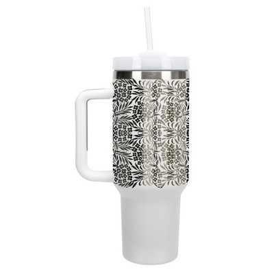 Elanze Designs Flowers in Bloom Garden Pattern 40 oz. Stainless Steel, Large Water Bottle Coffee Mug, Spill & Leak Resistant, Thermal Travel Tumbler