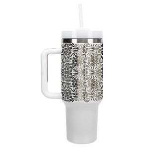 Elanze Designs Flowers in Bloom Garden Pattern 40 oz. Stainless Steel, Large Water Bottle Coffee Mug, Spill & Leak Resistant, Thermal Travel Tumbler - 1 of 1