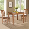 3pc 36"x36" Solid Wood Dining Table with 2 Splat Back Chairs Distressed Oak - International Concepts: Rubberwood, Non-Extension - 2 of 4