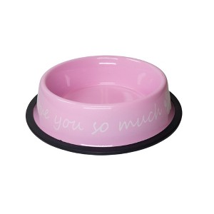 American Pet Supplies I LOVE YOU SO MUCH Elevated Modern Dog Feeder with Stainless Steel Bowls – 24oz - 1 of 4