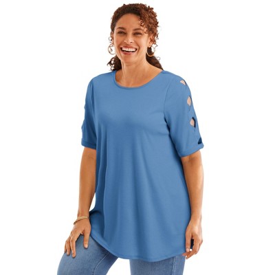 Woman Within Plus Size Cut-Out Sleeve Tunic