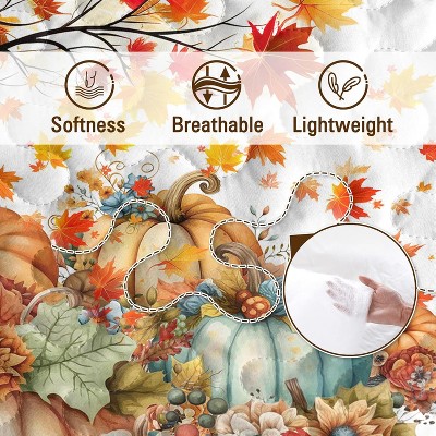 Aeelleea Soft Lightweight Colorful Pumpkin Printed Bedding Set Queen Size with 2 Pillowcases for All Season — фото 4