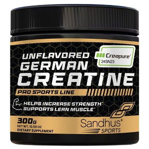 Sandhu's Creapure German Creatine Monohydrate Powder Supplements for Men & Women, Unflavored, 60 Servings, 300 gms, Supports Lean Muscle Building - 1 of 4