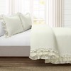  3pc Ella Shabby Chic Ruffle Lace Comforter Set Ivory - Lush Décor - 2 of 4