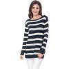 INSPIRE CHIC Women's Long Sleeves Drop Shoulder Loose Striped Sweater - 3 of 4
