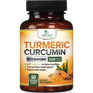 Nature's Nutrition Turmeric Curcumin with BioPerine 95% Standardized Curcuminoids 2600mg - 1 of 4