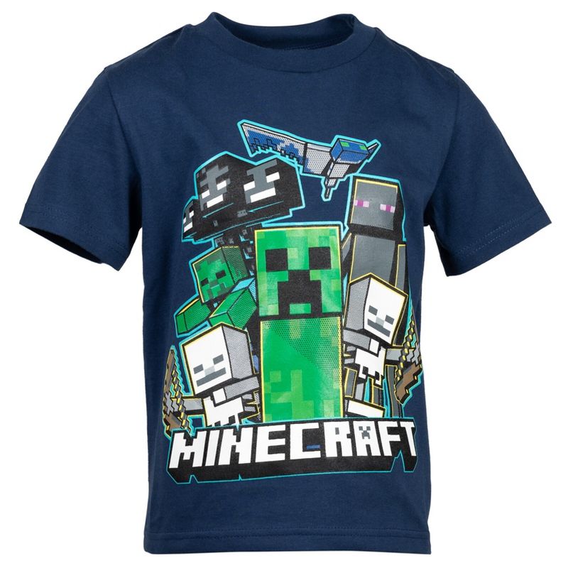 Minecraft Creeper Skeleton Zombie Enderman Graphic T-Shirt and Mesh Shorts Outfit Set Little Kid to Big Kid, 3 of 9